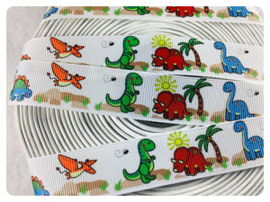 Ribbon by the Yard - 7/8" - Dinosaur Ribbon - Primary Colors