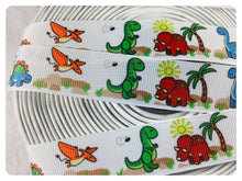 Load image into Gallery viewer, Ribbon by the Yard - 7/8&quot; - Dinosaur Ribbon - Primary Colors
