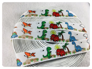 Ribbon by the Yard - 7/8" - Dinosaur Ribbon - Primary Colors