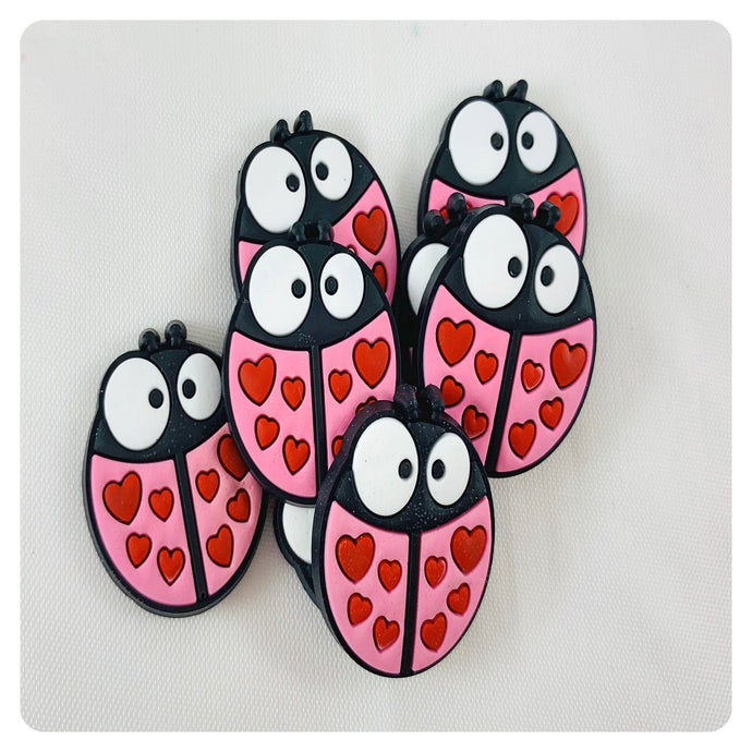 Set of 2 - PVC Resin - Lady Bug - Valentine
