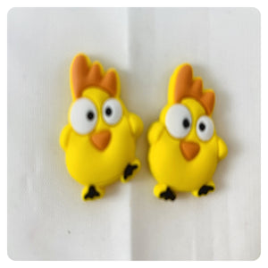 Set of 2 - PVC Resin - Cute Chicken