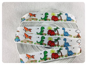 Ribbon by the Yard - 7/8" - Dinosaur Ribbon - Primary Colors