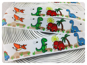 Ribbon by the Yard - 7/8" - Dinosaur Ribbon - Primary Colors