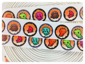 Ribbon by the Yard - 7/8" - Dinosaur Ribbon - Cutie Circles