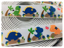 Load image into Gallery viewer, Ribbon by the Yard - 7/8&quot; - Dinosaur Ribbon - Orange, Blue, Green
