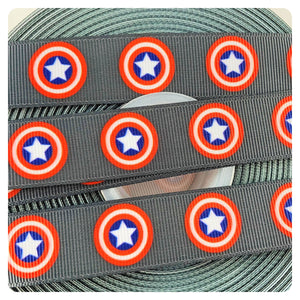 Ribbon by the Yard - Captain America Logo