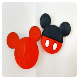 Set of 2 - PVC Resin - Mr. Mouse - White Buttons