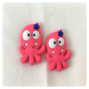 Set of 2 - PVC Resin - Pink Octopus