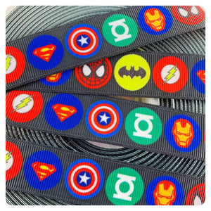Ribbon by the Yard - Superhero Logos