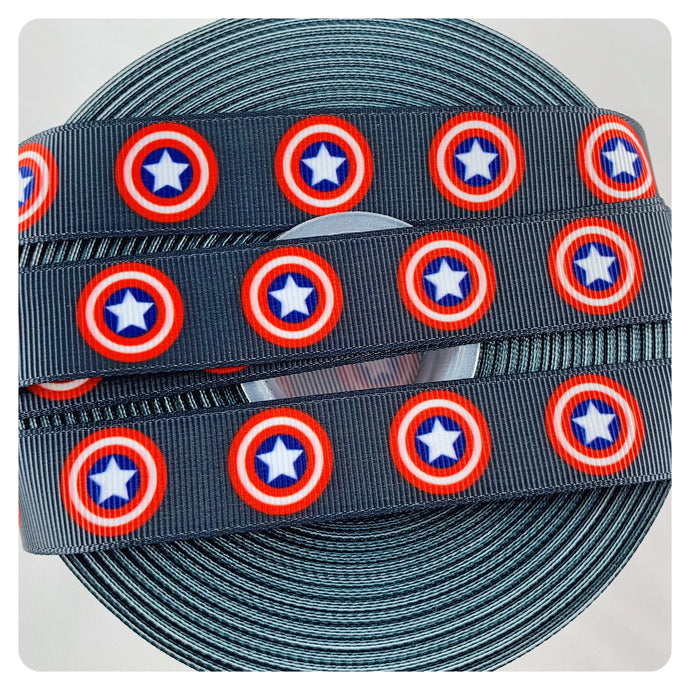 Ribbon by the Yard - Captain America Logo