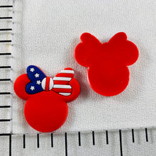 Load image into Gallery viewer, Set of 2 - PVC Resin - Mrs. Mouse - Flag Bow Red
