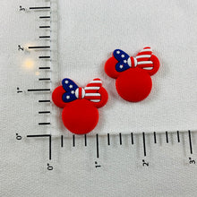 Load image into Gallery viewer, Set of 2 - PVC Resin - Mrs. Mouse - Flag Bow Red
