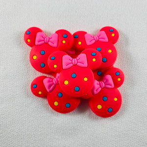 Set of 2 - PVC Resin - Mrs. Mouse - Polka dots - Pink