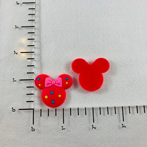 Set of 2 - PVC Resin - Mrs. Mouse - Polka dots - Pink