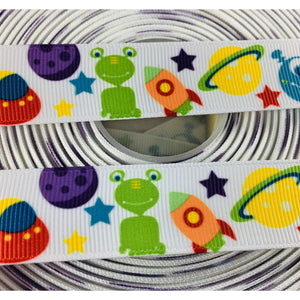 Ribbon by the Yard - 7/8" - Alien Ribbon - Space - Planets