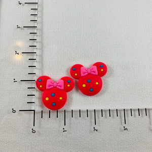 Set of 2 - PVC Resin - Mrs. Mouse - Polka dots - Pink