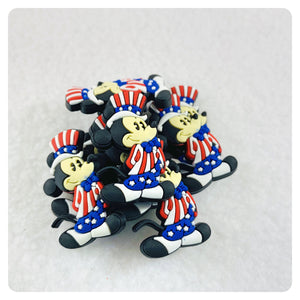 Set of 2 - PVC Resin - Mr. Mouse - America - Flag