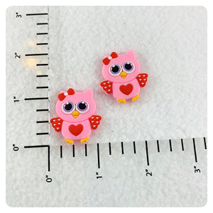 Set of 2 - PVC Resin - Owl - Valentine
