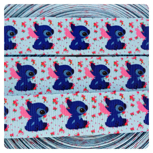 Ribbon by the Yard - Stitch Ribbon - Dark Pink Flowers