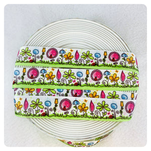Ribbon by the Yard - Flower Ribbon - Yellow and Blue Flowers