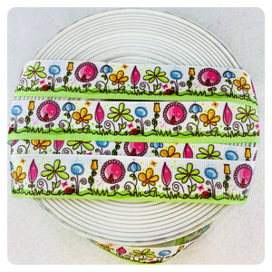 Ribbon by the Yard - Flower Ribbon - Yellow and Blue Flowers