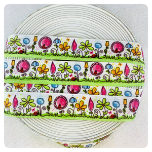Ribbon by the Yard - Flower Ribbon - Yellow and Blue Flowers