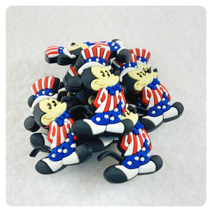 Set of 2 - PVC Resin - Mr. Mouse - America - Flag