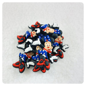 Set of 2 - PVC Resin - Mrs. Mouse - America - Flag