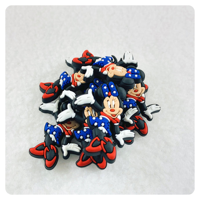 Set of 2 - PVC Resin - Mrs. Mouse - America - Flag