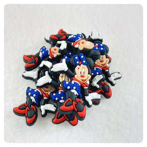 Set of 2 - PVC Resin - Mrs. Mouse - America - Flag