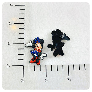 Set of 2 - PVC Resin - Mrs. Mouse - America - Flag