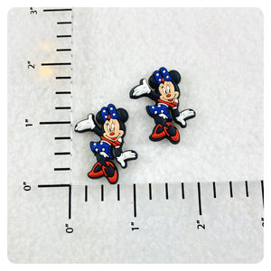 Set of 2 - PVC Resin - Mrs. Mouse - America - Flag