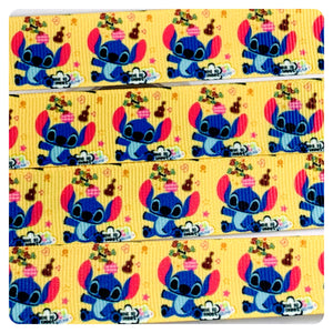 Ribbon by the Yard - Stitch - Cutie - Lilo and Stitch - Yellow Background