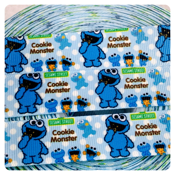 Ribbon by the Yard - Educational Monsters - Cookie Eater