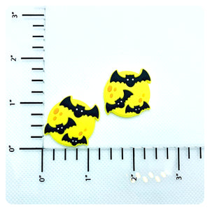 Set of 2 - PVC Resin - Moon - Bats - Halloween