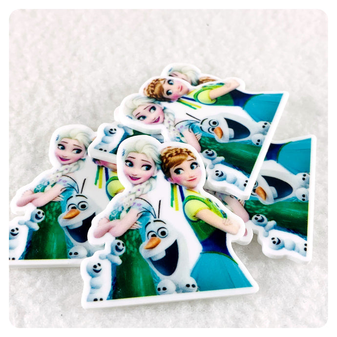Set of 2 - Planar Resin - Anna and Elsa with Olaf v1