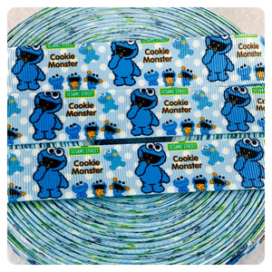 Ribbon by the Yard - Educational Monsters - Cookie Eater