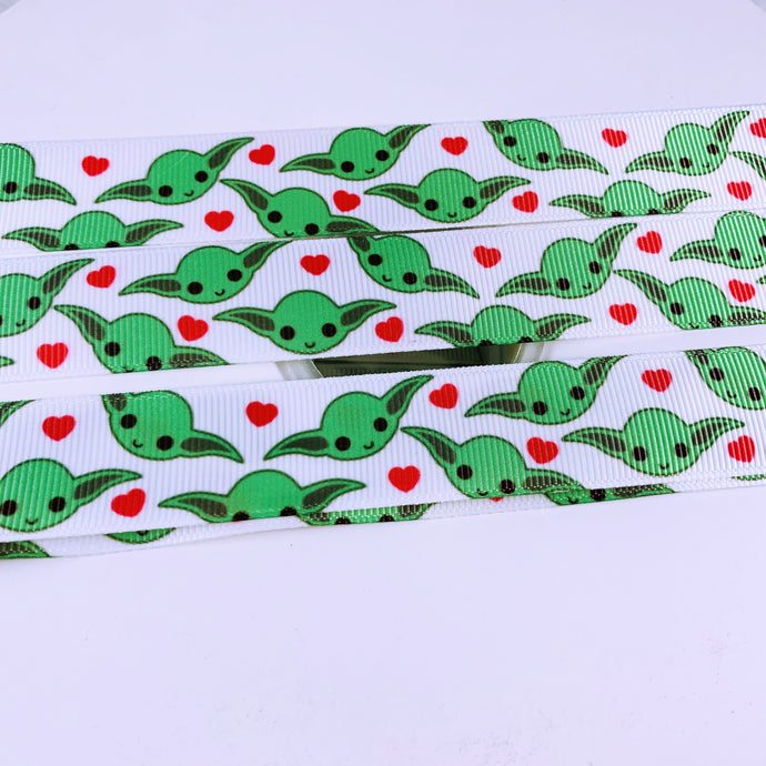 Ribbon by the Yard - SW - Baby Yoda with Hearts