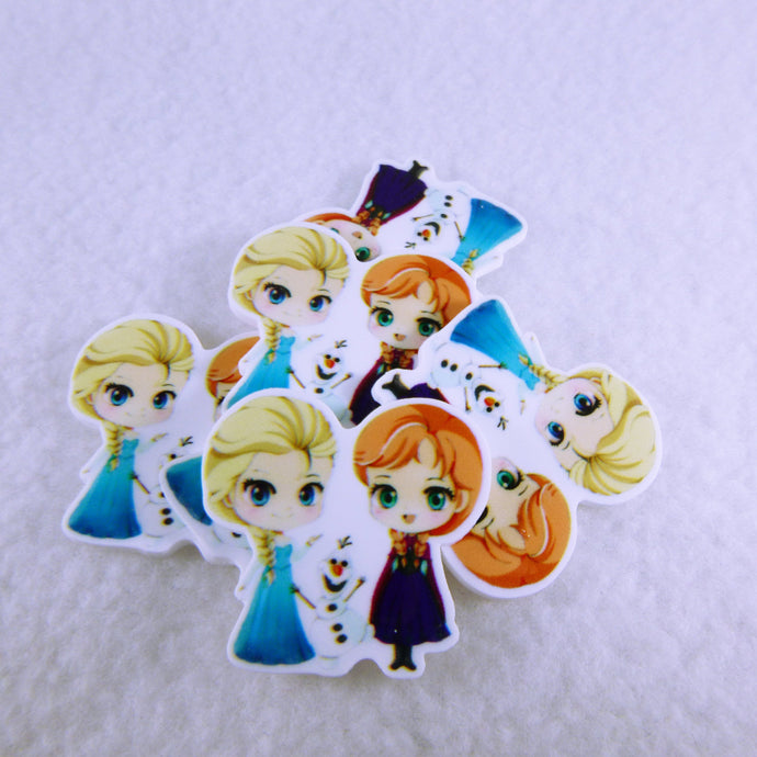 Set of 2 - Planar Resin - Anna and Elsa with Olaf v2