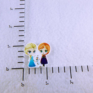 Set of 2 - Planar Resin - Anna and Elsa with Olaf v2