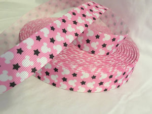 Ribbon by the Yard - Mickey Heads - Pink